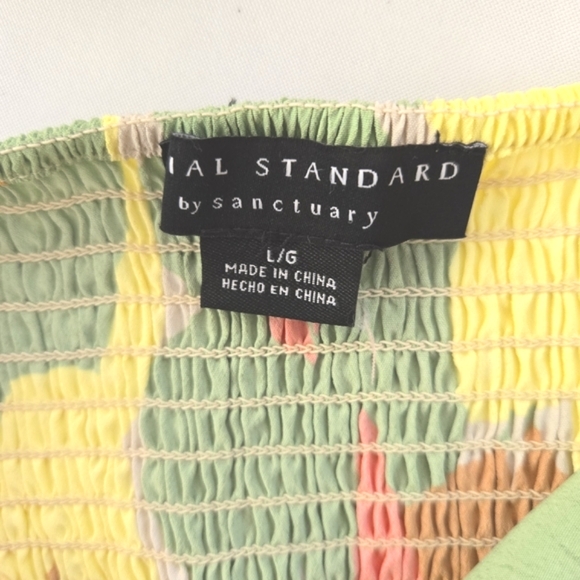 SANCTUARY 60s Retro Floral Smocked Back Spaghetti Strap Tiered Maxi Dress Size L - Picture 10 of 14